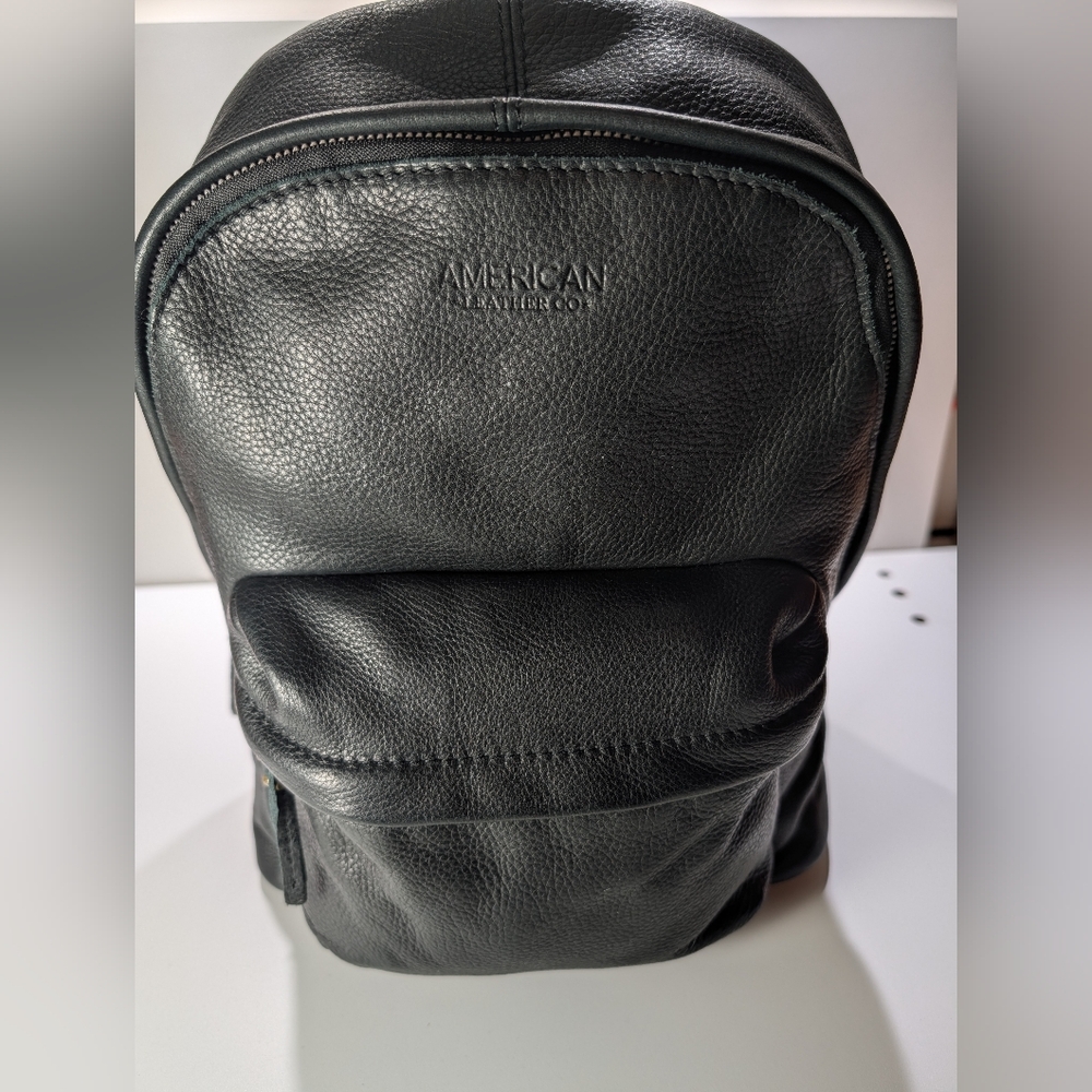 American Leather Co Leather Black Backpack Unisex